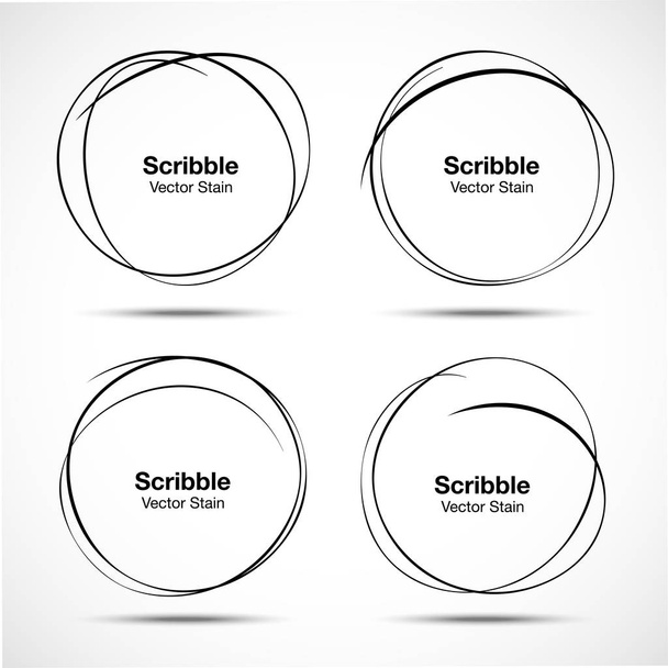 スケッチ描画スクリブル円線を使用してベクトルハンド描画円のセット。円形のロゴデザイン要素をドードル. - ベクター画像