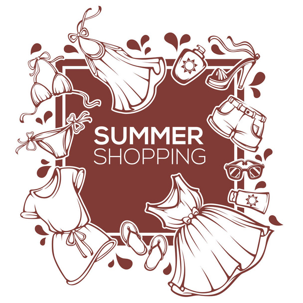summer shopping, vector fashion design template with  clothes, a - Vecteur, image
