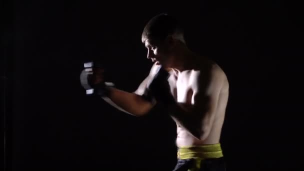 Boxer in training with weights - Footage, Video