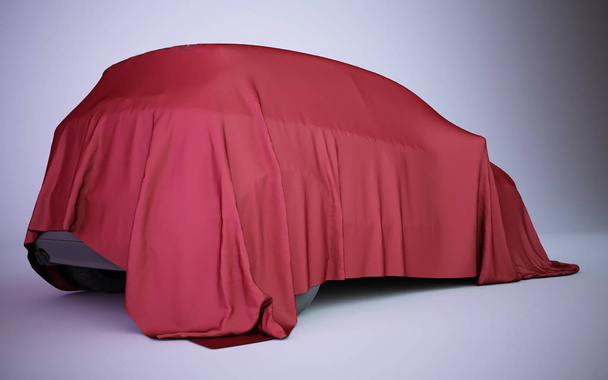 auto bedekt met rood fluweel - Foto, afbeelding