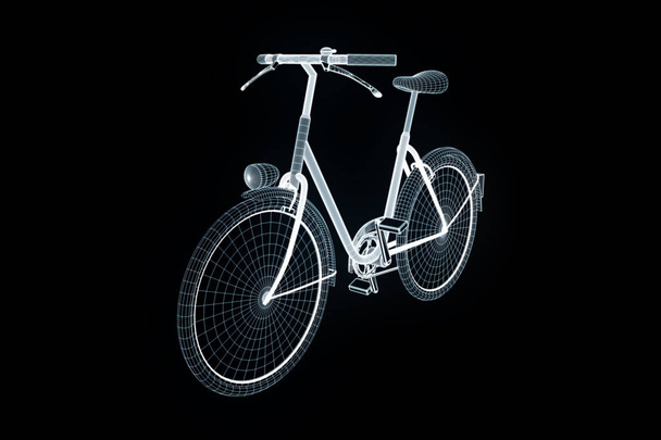 ホログラム ワイヤ フレーム スタイルで自転車バイク。素敵な 3 d レンダリング - 写真・画像