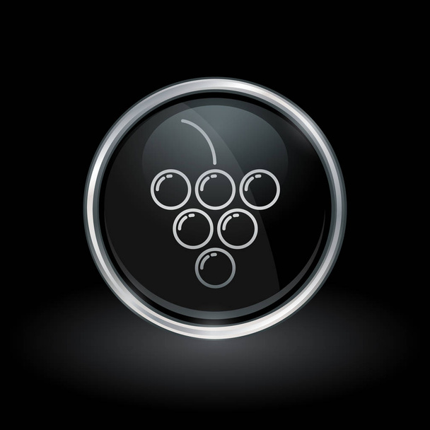 Grape cluster icon inside round silver and black emblem - Vektor, obrázek