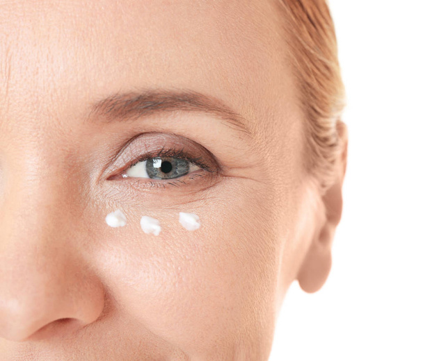woman with facial anti-aging cream  - Fotó, kép