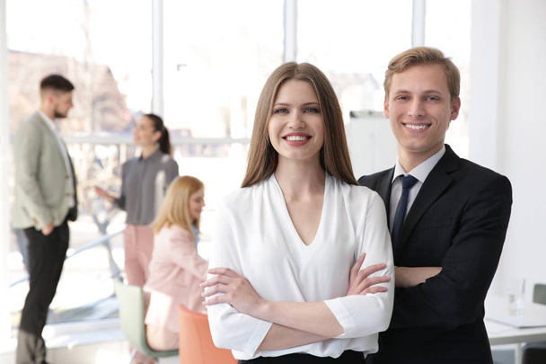 Young man and woman at business presentation - Photo, Image