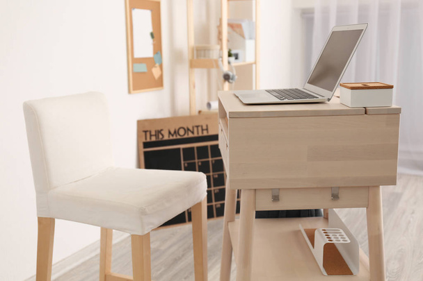 Modern stand-up desk with laptop - Foto, Imagem