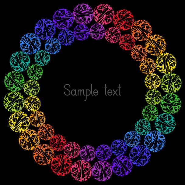 Dekorativní barevný prvek kruhový rámeček pro Text na černém Bac - Vektor, obrázek