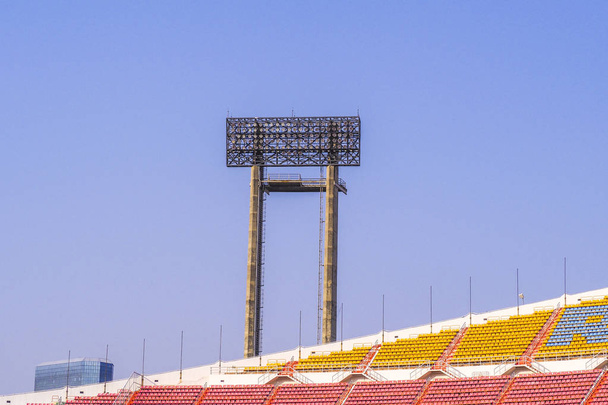 サッカー スタジアムの中スポット ライト - 写真・画像