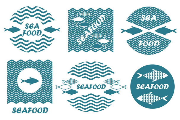 Logotipos de mariscos abstractos
.  - Vector, imagen