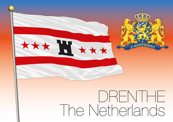 Περιφερειακή σημαία του Ντρέντε, Ολλανδία, Ευρωπαϊκή Ένωση - Διάνυσμα, εικόνα