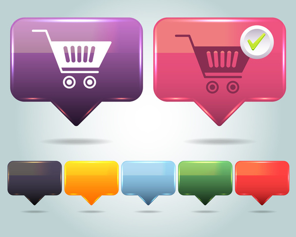 Vector Glossy Shopping basket icon and multicolored - Vector, afbeelding