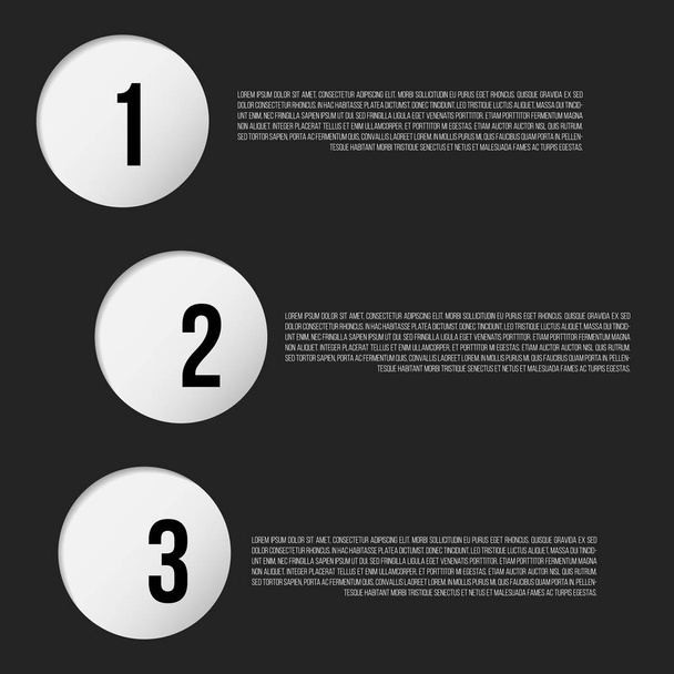 1-2-3 Papierlöcher und Stellen für Text. infografischer Vektor - Vektor, Bild