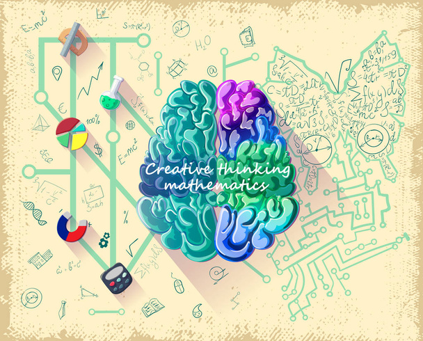 Cartoon Human Brain Intelligence Concept - Vector, Image