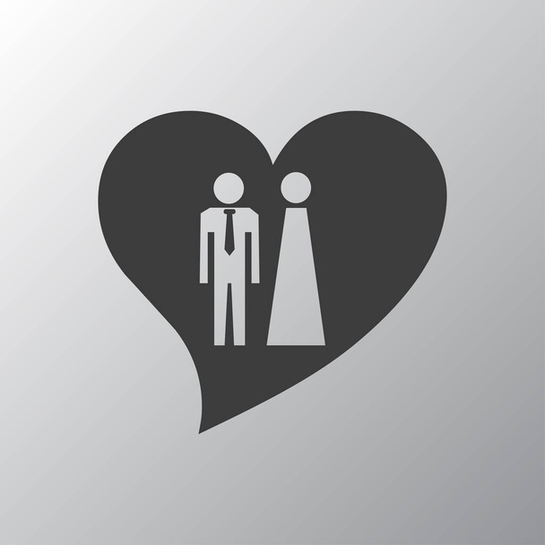Heart with man and woman icon. - Vector, Image
