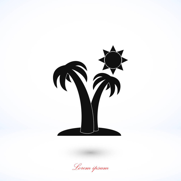 Palmy a slunce ikona - Vektor, obrázek