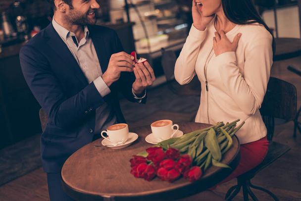 A man making proposal in a cafe  - Фото, изображение