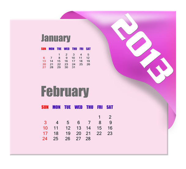 ημερολόγιο Φεβρουαρίου 2013 - Φωτογραφία, εικόνα