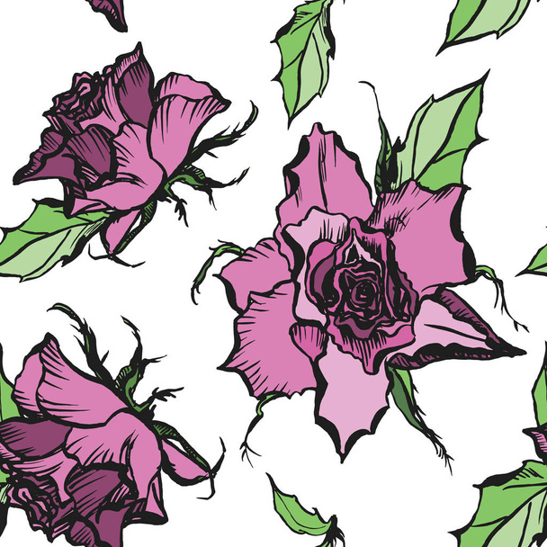 Seamless pattern of roses. - Vector, Image