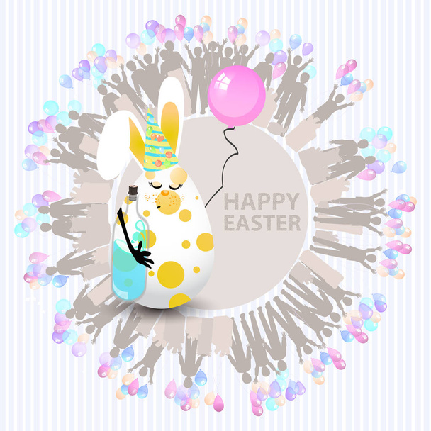 Easter cute illustration. Rabbit-egg - Vetor, Imagem