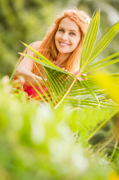 outdoor portrait of young happy smiling woman  - Φωτογραφία, εικόνα