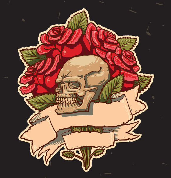Vector roses and scull - Vector, Image