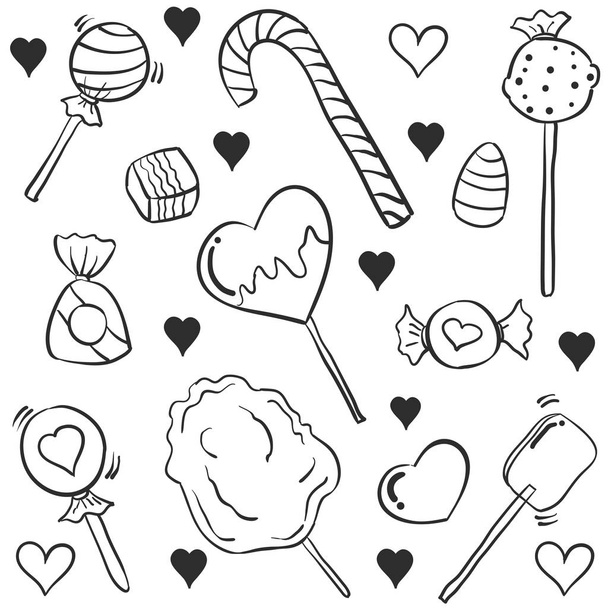 Illustration of candy various doodles - Вектор,изображение