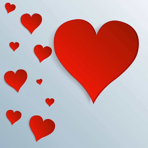 Red heart on a gray background - Vector, imagen