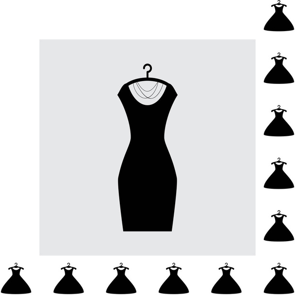 Εικονίδιο πάρτι μόδας φόρεμα ή σιλουέτα με κρεμάστρα απομονωμένες - Διάνυσμα, εικόνα