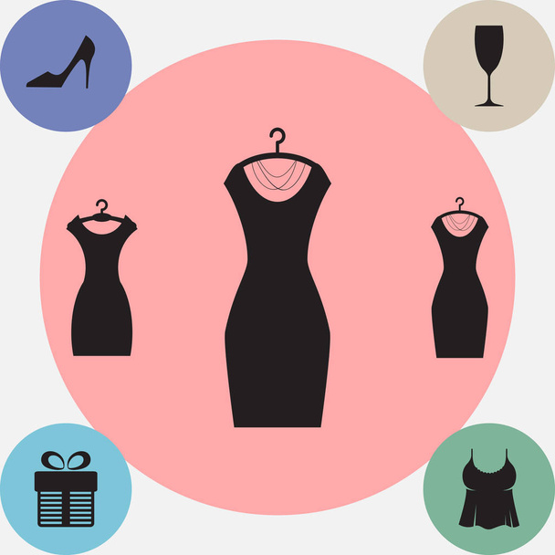 Icône de robe de mode de fête ou silhouette avec cintre à vêtements isolé
 - Vecteur, image