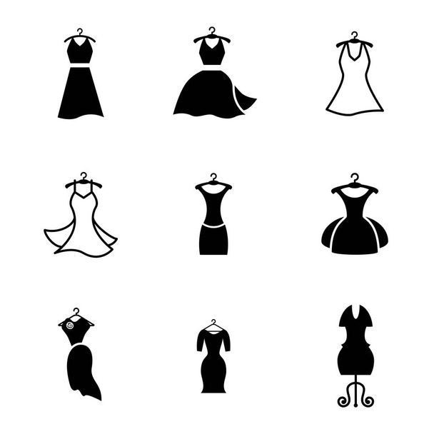 Strona mody sukienka ikona lub sylwetka z wieszak na ubrania na białym tle - Wektor, obraz