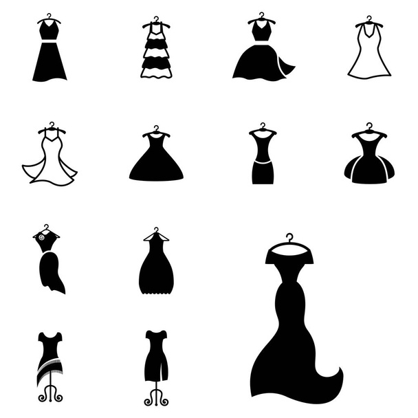 Icono de vestido de fiesta o silueta con percha de ropa aislada
 - Vector, imagen