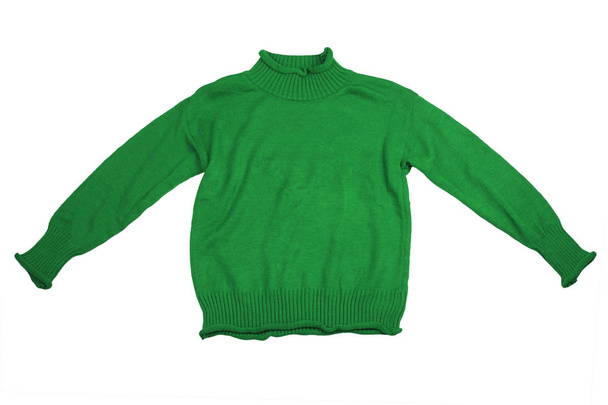 Moda camisolas verdes roupas para temporada de inverno isolado em branco
 - Foto, Imagem