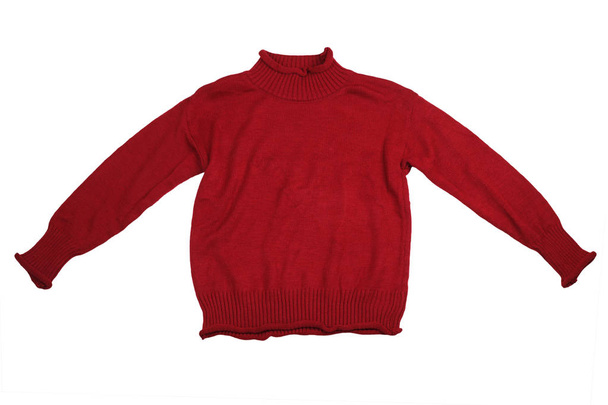 Moda camisolas vermelhas roupas para temporada de inverno isolado em branco
 - Foto, Imagem