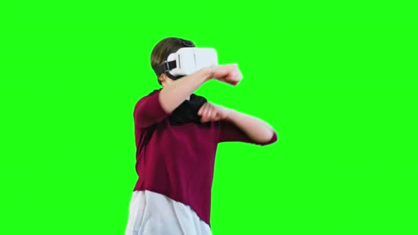 Boxe femme avec casque VR allumé. - Séquence, vidéo