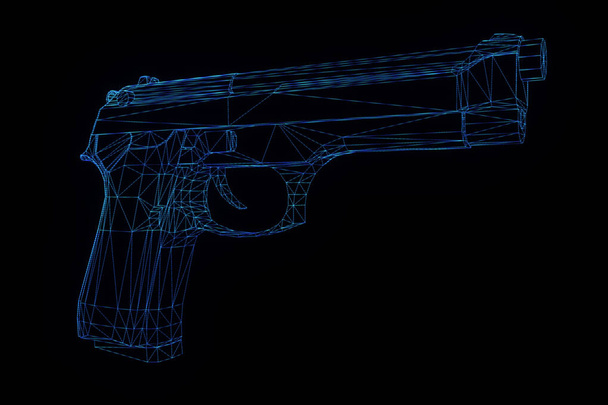 3D Gun Hologram Wireframe in Motion. Nice 3D Rendering - Фото, изображение