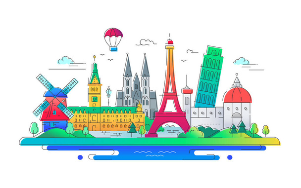 Pays européens - illustration de voyage en ligne vectorielle
 - Vecteur, image