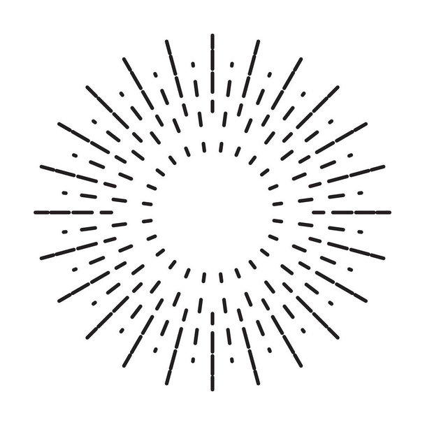 Linear Drawing of Vintage Sunbursts or Light Rays in Hipster Style - Vector, Image