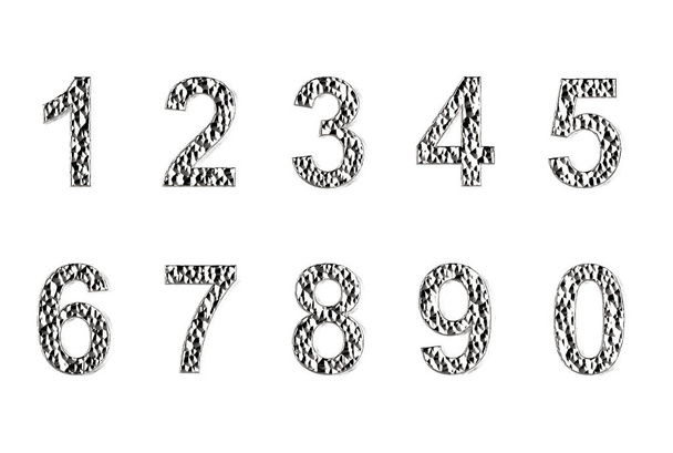 Αριθμοί σε ασημένιο επίχρισμα που απομονώνονται σε λευκό φόντο - Φωτογραφία, εικόνα