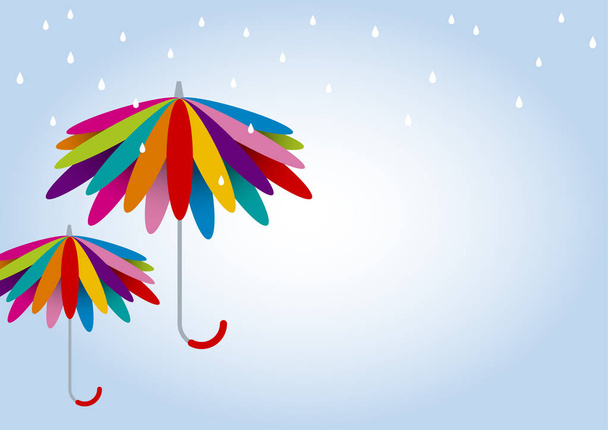 ベクトル カラフルな傘コピー スペースで雨の日  - ベクター画像