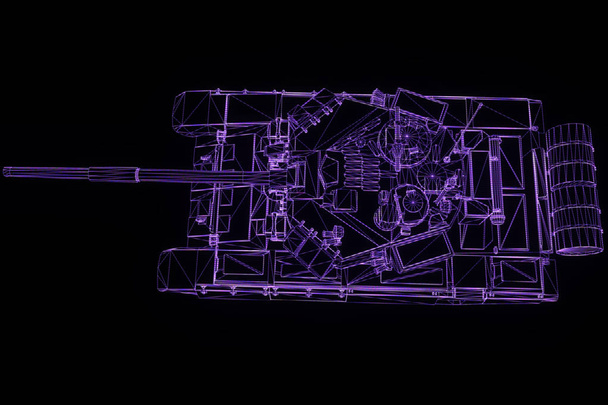 Тривимірна голограма для танка в русі. 3D рендерингу
 - Фото, зображення