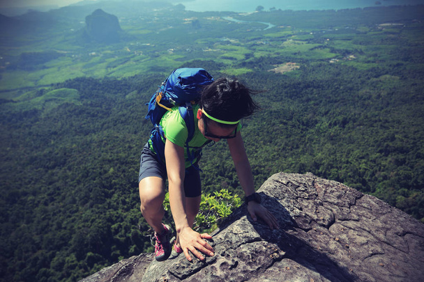 young woman hiker climbing - Photo, Image