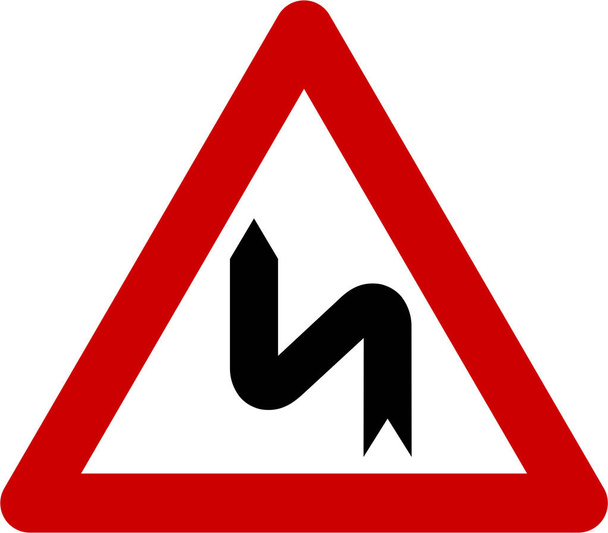 Varovným signálem s nebezpečné křivek na levé straně - Fotografie, Obrázek