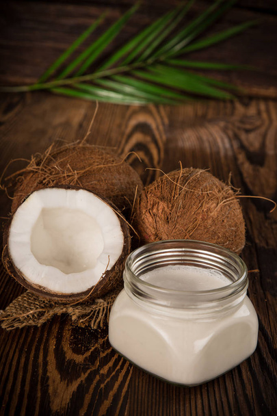 close up of a coconut milk - Foto, afbeelding