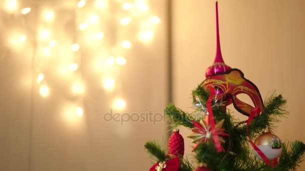 A letter to Santa Claus on Christmas tree with decoration - Footage, Video