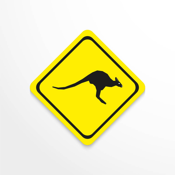 Kangaroo on a yellow background. Vector icon. - Vektor, obrázek