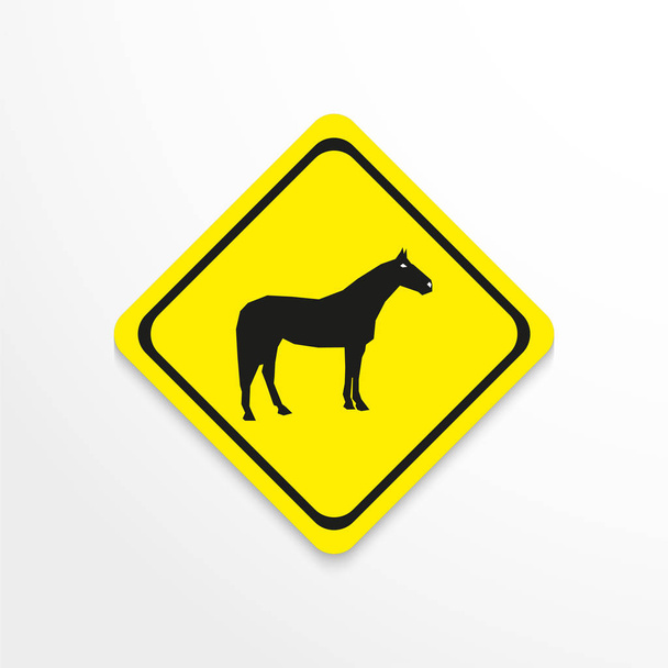 A horse on a yellow background. Vector icon. - Διάνυσμα, εικόνα