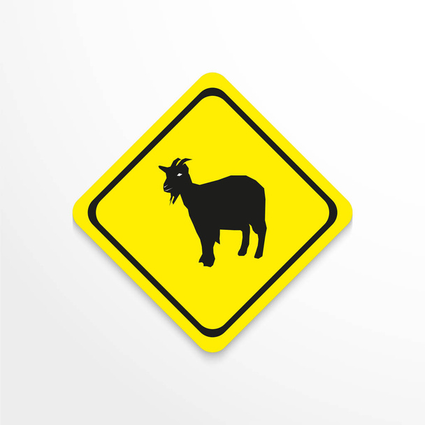 Goat on a yellow background. Vector icon. - Wektor, obraz