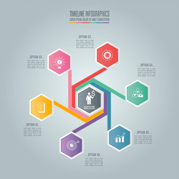 Infographic üzleti koncepció 6 lehetőségek. - Vektor, kép