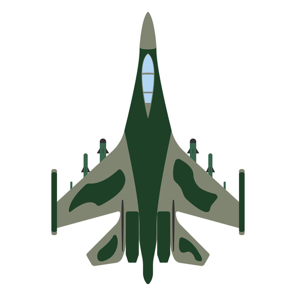 Vechter vliegtuig cartoon. Pictogram voor militaire uitrusting. Vectorillustratie - Vector, afbeelding