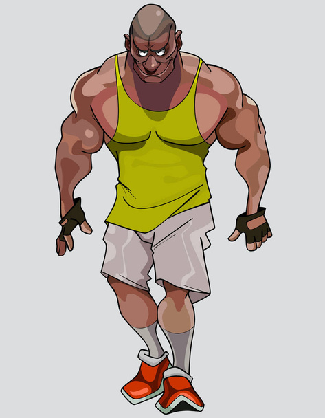 cartoon formidable muscular man in sportswear - Vektori, kuva