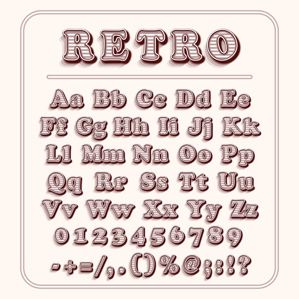 Retro font on light red background. The alphabet contains letters - Vektor, Bild